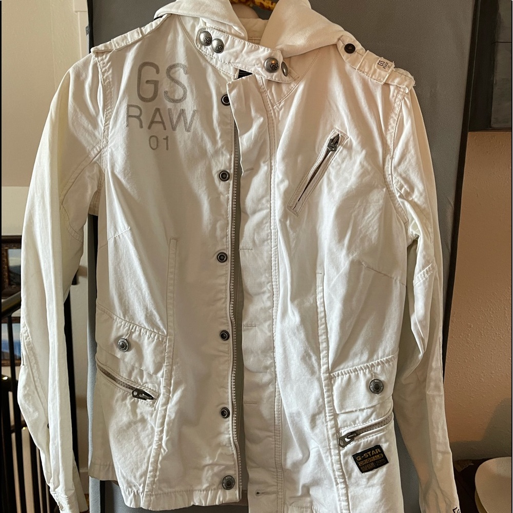 G-Star Raw white hoodie jacket